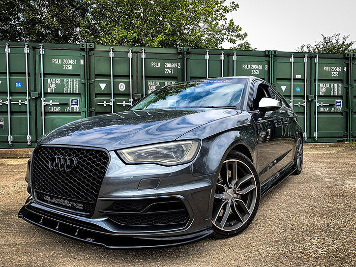 Voorspoiler V.2 Audi A3 8V Sportback FL 16-20 Maxton Glans Zwart
